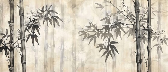 Poster -  bamboo forest pattern