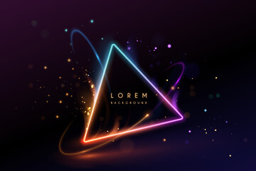 Sticker - neon glow triangle frame with sparks