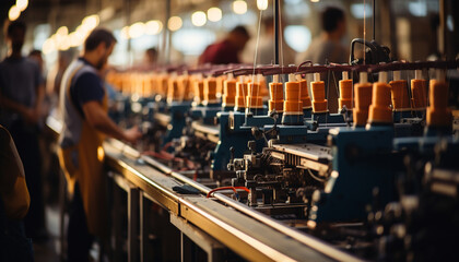 Sticker - Men working in a factory, using machinery and equipment generated by AI