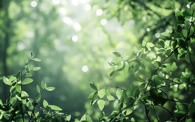 Poster - Background of Dense Forest with Layers of Green Leaves and Soft Bokeh