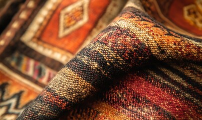 Poster - Close-Up of Andean Textile from Peru with Traditional Alpaca Wool Patterns