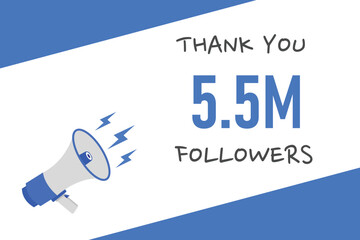 5500000 OR 5.5m followers celebration. Thank you 5500000 followers congratulation template banner. banner for social 5.5m friends and followers. celebrate subscribers and followers.
