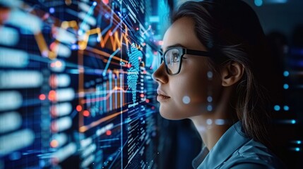 Woman Analyzing Data