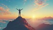© Nattapol - Triumph on Mountain Peak at Sunrise