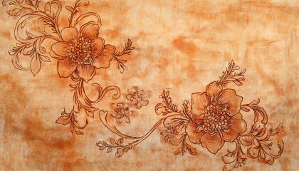 Poster - Background Featuring Indonesian Batik with Intricate Floral Patterns in Earthy Tones