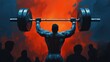 © Sorat - A powerful figure lifts weights against a dramatic background, showcasing strength and determination in a fitness setting.