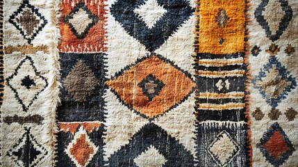 Poster - Background Featuring Moroccan Berber Rug with Earthy Tones and Geometric Patterns