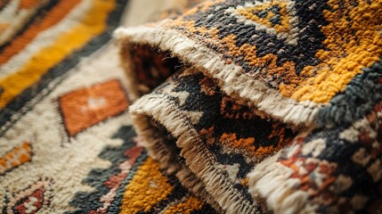 Poster - Background Featuring Moroccan Berber Rug with Earthy Tones and Geometric Patterns