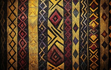 Poster - Background Showcasing African Kuba Cloth from Congo with Intricate Patterns