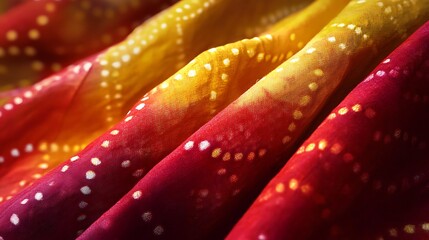 Poster - Detailed Shot of Indian Bandhani Fabric with Delicate Tie-Dye Patterns