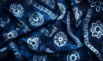 Poster - Background Featuring African Adire Fabric from Nigeria with Indigo-Dyed Patterns