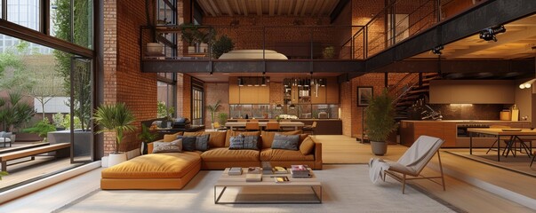 Wall Mural - Contemporary urban loft with modern decor.