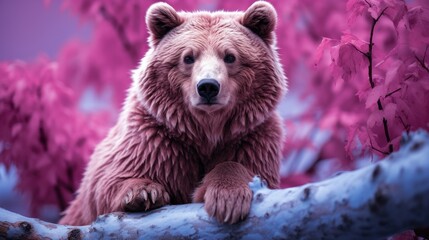 Poster - Beautiful bear in purple til tones  