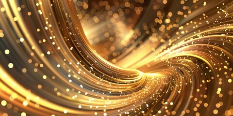 Wall Mural - A captivating and mesmerizing abstract image showcasing stunning golden swirls combined with sparkling lights