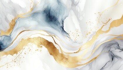 Poster - Abstract Gold and Grey Swirls