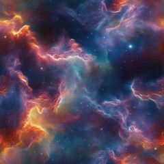 colorful nebula and stars, seamless tile pattern