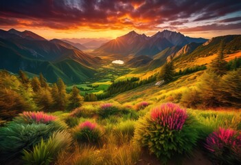 stunning landscapes bathed vibrant natural light showcasing majestic lush green colorful serene wate