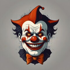 Wall Mural - Cartoon horror clown character face. Generative AI.