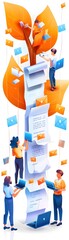 Wall Mural - people working on a project with emails.