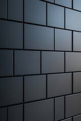 Wall Mural - close-up of a sleek black tiled wall, showcasing modern architectural design and pattern, with clean