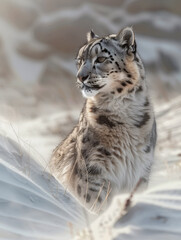 Poster - Snow leopard sitting in snow