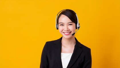 20代のオペレーターのアジア人のスーツを着た女性。（Asian female operator in her 20s wearing a suit.）
