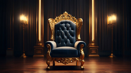 Wall Mural - majestic king throne chair on the luxurious room, throne chair, AI Generative