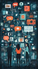 Wall Mural - Digital communication and social media.