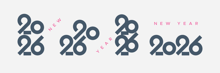 Wall Mural - 2026 new year with minimalist number design. 2026 logo design concept for new year template, calendar, cover and banner