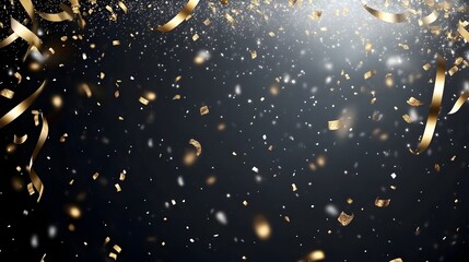 Canvas Print - Dazzling of Shimmering Confetti Against Dark Backdrop