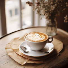 A cup of cappuccino coffee