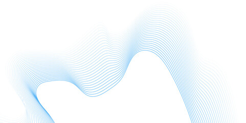 Wall Mural - abstract blue line wave background. technology abstract lines on white background. undulate grey wav