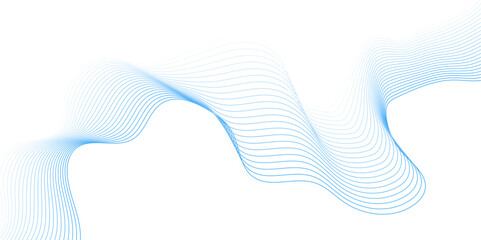 Wall Mural - Abstract blue line wave background. Technology abstract lines on white background. Undulate Grey Wave Swirl, frequency sound wave, twisted curve lines with blend effect.	
