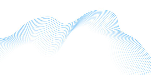 Wall Mural - Abstract blue line wave background. Technology abstract lines on white background. Undulate Grey Wave Swirl, frequency sound wave, twisted curve lines with blend effect.	
