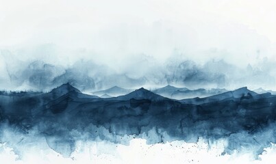 Wall Mural - Watercolor abstract stormy night on white.