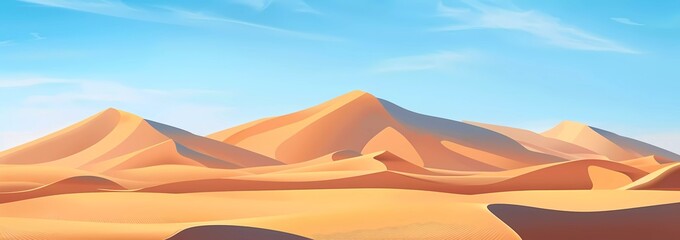 Wall Mural - vector illustration of desert dunes, desert background, desert landscape, desert panorama, desert scene, desert panorama,