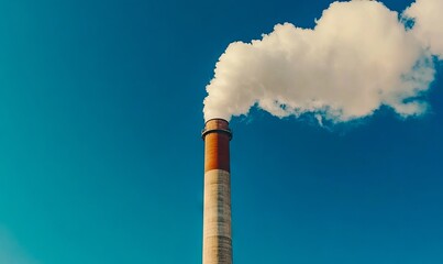 A chimney with smoke coming out of it against a blue sky