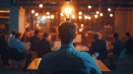 An enthusiastic entrepreneur pitching a startup idea to investors in a well-lit meeting room