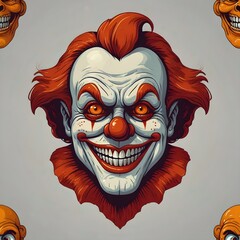 Wall Mural - Cartoon horror clown character face. Generative AI.