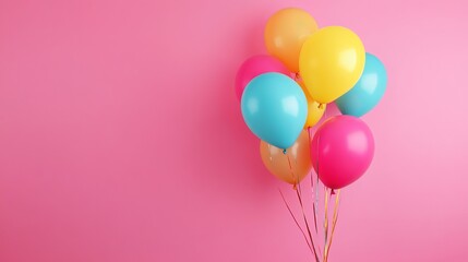 Colorful Balloons on Pink Background