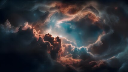 the background wallpaper features a colorful space galaxy, a cloud nebula, starry night cosmos, univ