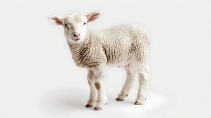 Wall Mural - Cute lamb on a light white background 32k, full ultra HD, high resolution