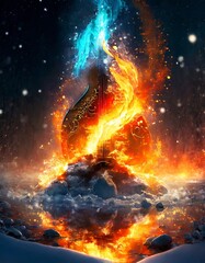 Canvas Print - fire in the night