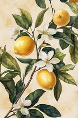 Wall Mural - branch with lemon