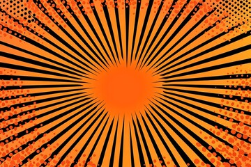 Wall Mural - Abstract orange and black radial stripes background with polka dots.