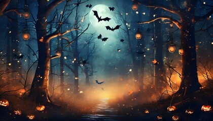 Wall Mural - halloween night scene