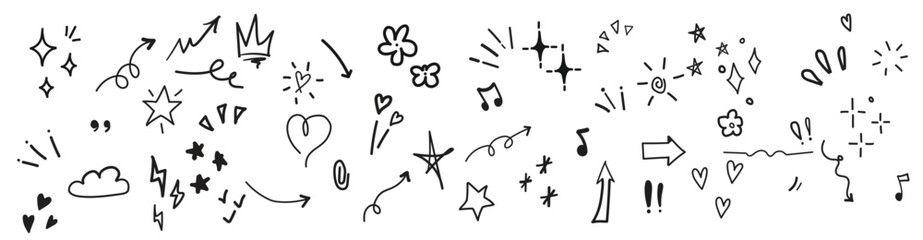 Doodle cute glitter pen line elements with background cream