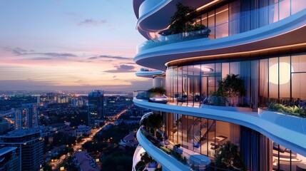 Poster - A futuristic residential tower, incorporating advanced design and technology to offer a unique living experience.