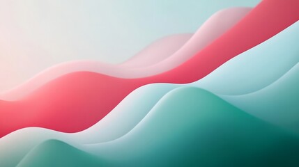 Canvas Print - A pattern of light green colors with green and pink pastel flowing abstract shapes. Texture with a creative smooth texture. 4K wallpaper with a modern liquid flow.