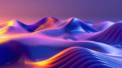 Wall Mural - Vibrant Abstract Landscape with Flowing Colorful Waves